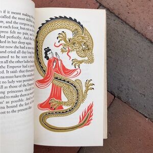 1961 Chinese Fairy Tales Peter Pauper Press Vintage Book Red Ochre Pagoda